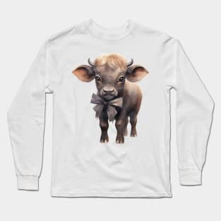 African Cape Buffalo Wearing Bow Long Sleeve T-Shirt